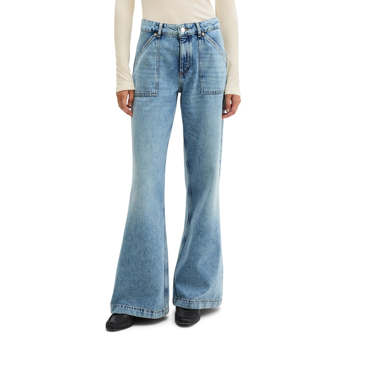 Jeans modèle Caya flared en pur coton bleu clair, MARC O'POLO