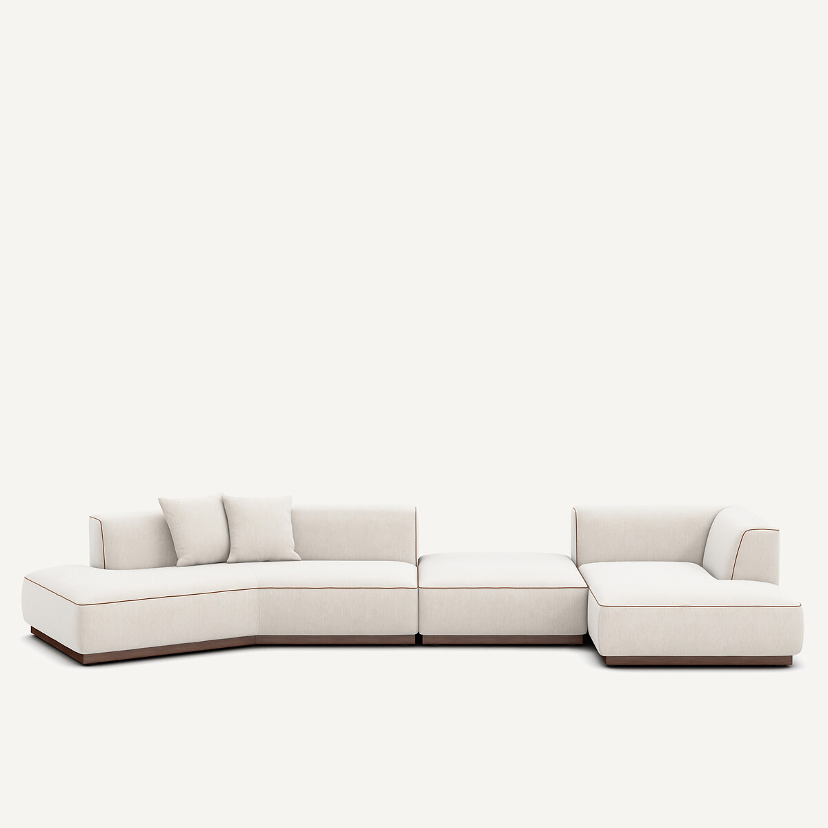 Canapé d'angle droit ouvert avec repose-pieds en velours chenillé, JACOPO blanc, AM.PM