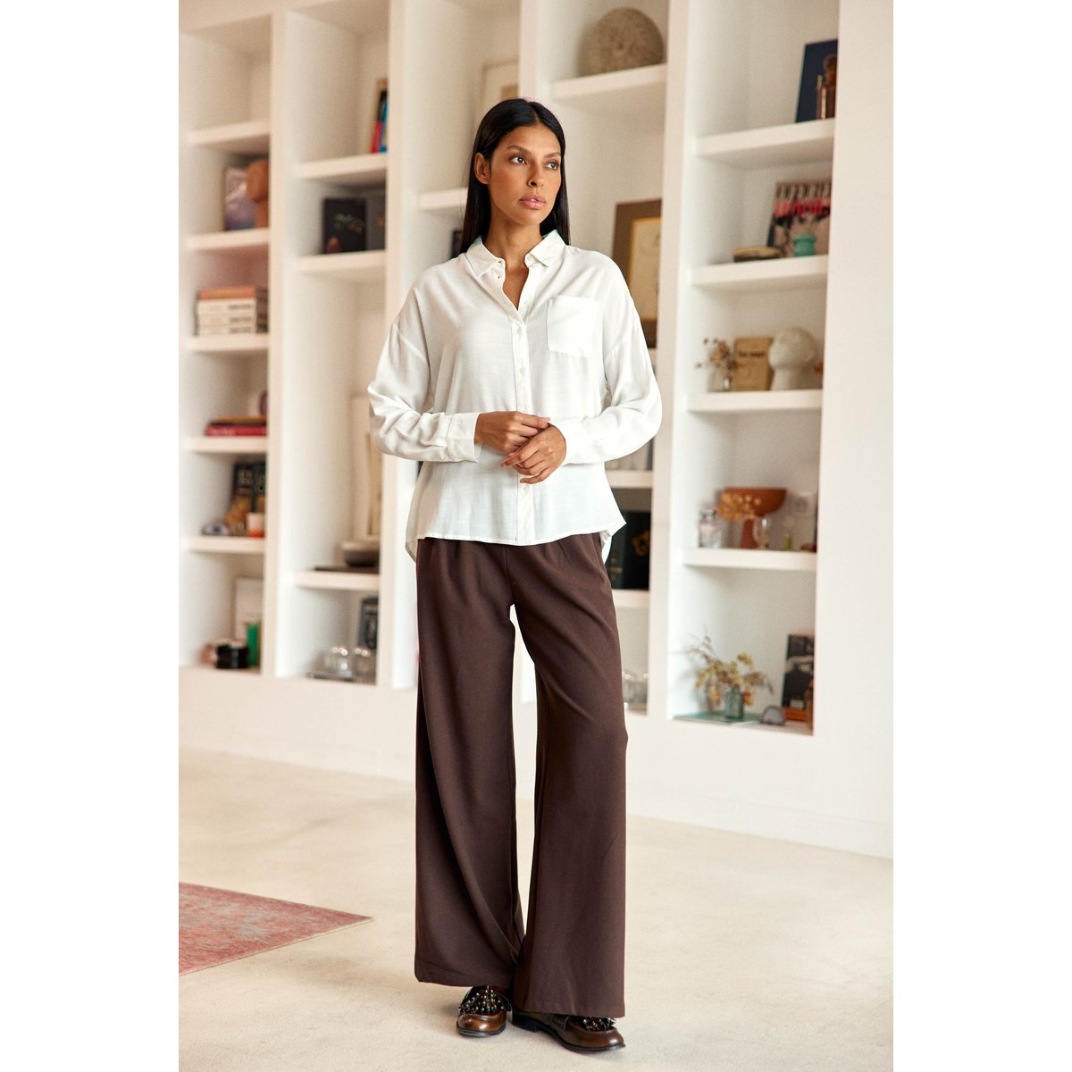 Chemise manches longues imprimé géométrique CHANIC 11-ecru, LA PETITE ETOILE