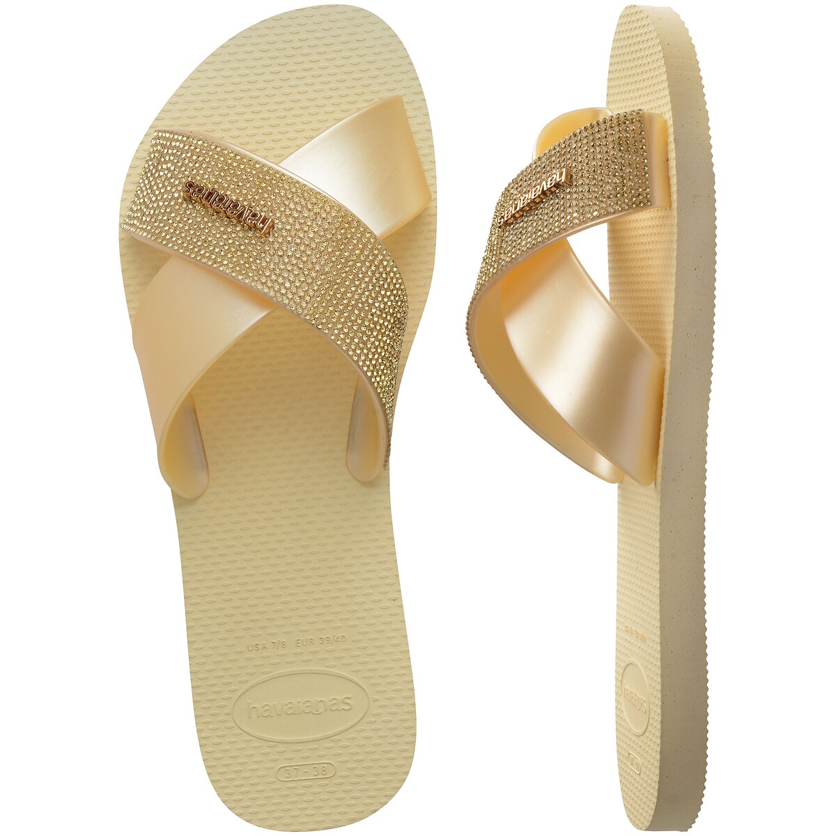Muli incrociati AQUA GLOW oro bianco, HAVAIANAS