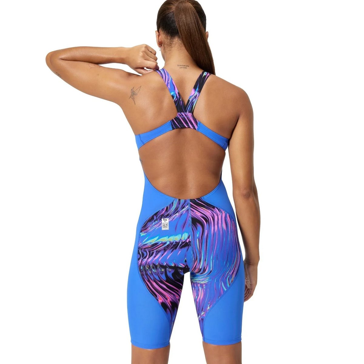 Maillot de bain 1 pièce long motif/style imprimé LZR IGNITE bleu, SPEEDO