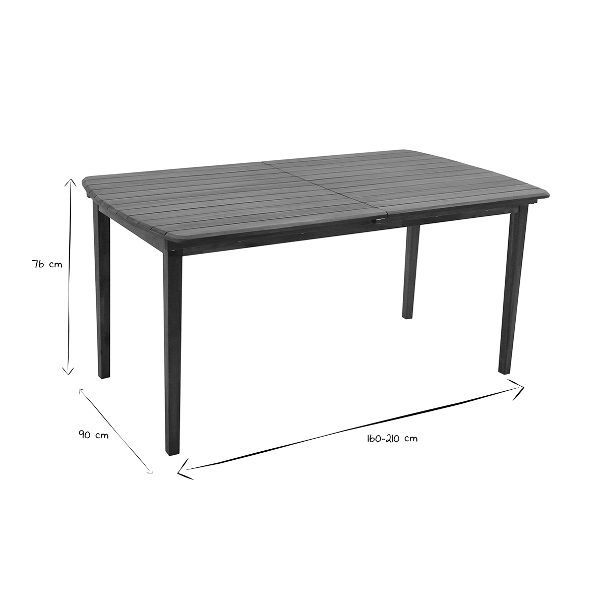 Table de jardin extensible rectangulaire en bois massif L160-210 cm CANOPEE naturel, MILIBOO