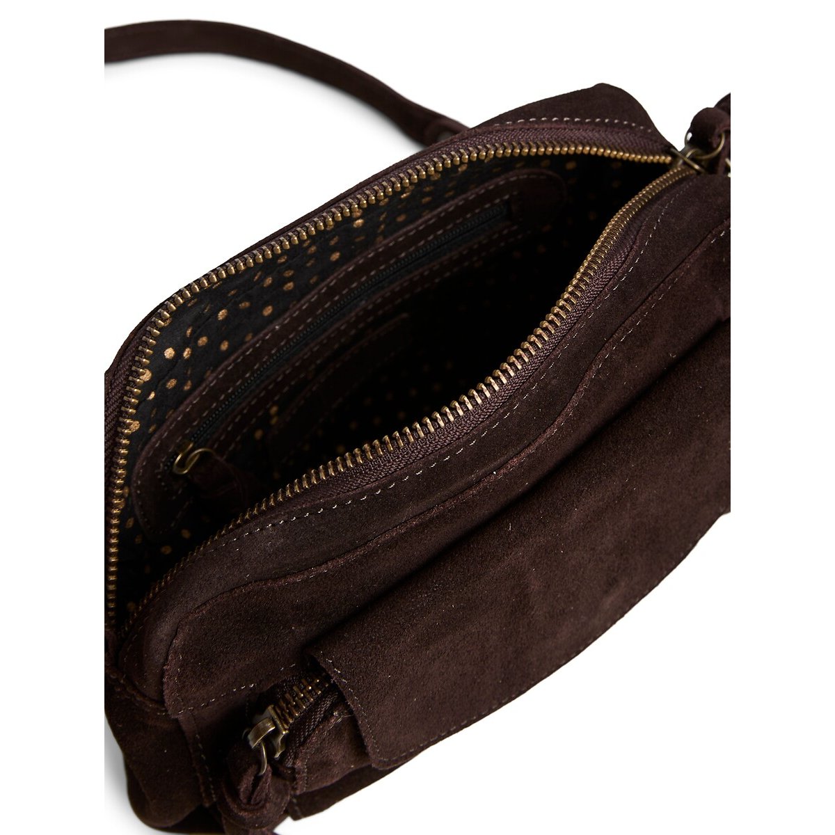Naina Small Suede Handbag dark brown, PIECES