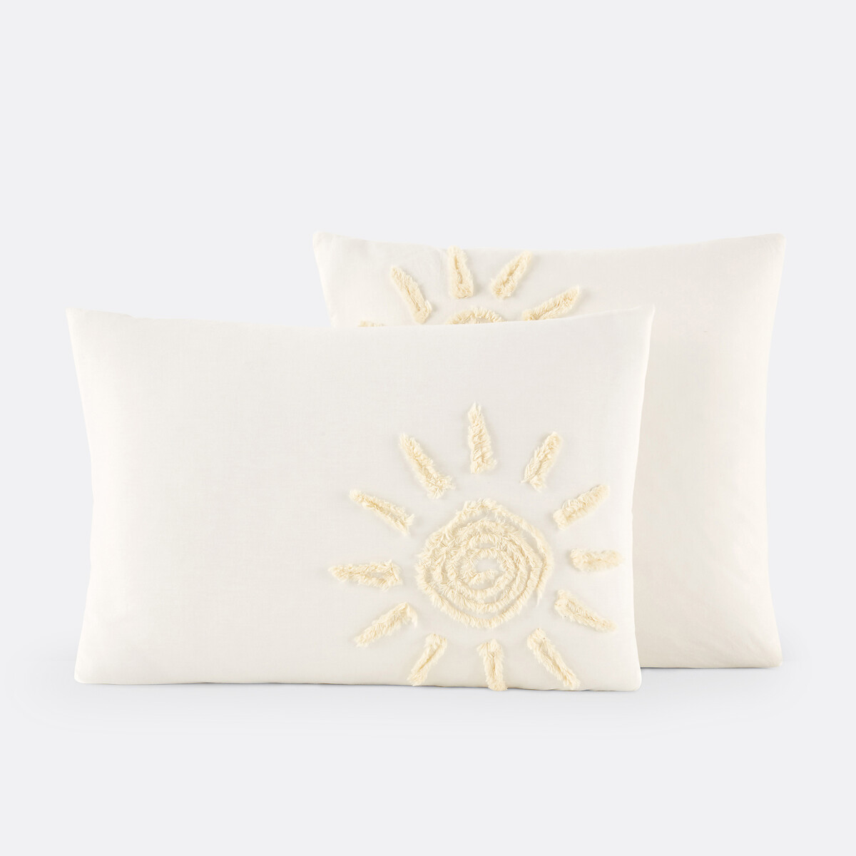 Taie d'oreiller en coton tufté, Melenaos blanc/jaune, LA REDOUTE INTERIEURS