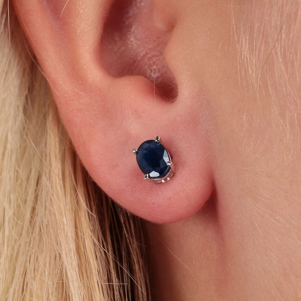 Boucles d'oreilles en Or 750/1000/saphir et Saphir argent et bleu, CLEOR
