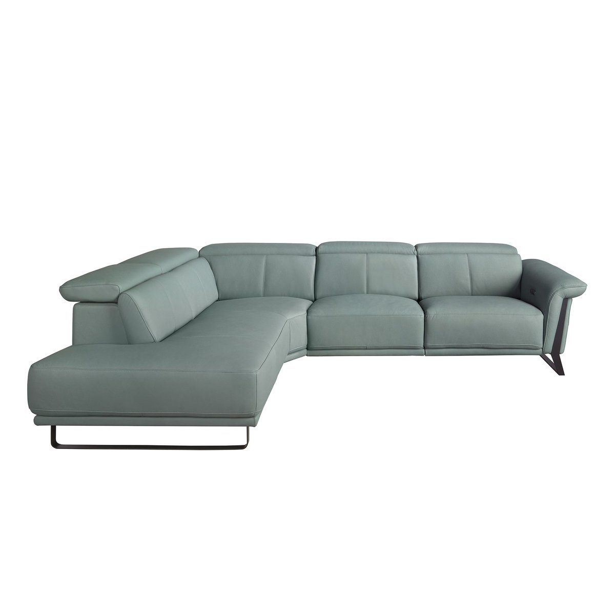 Canapé d'angle relax droite en cuir vert turquoise | noir, ANGEL CERDA