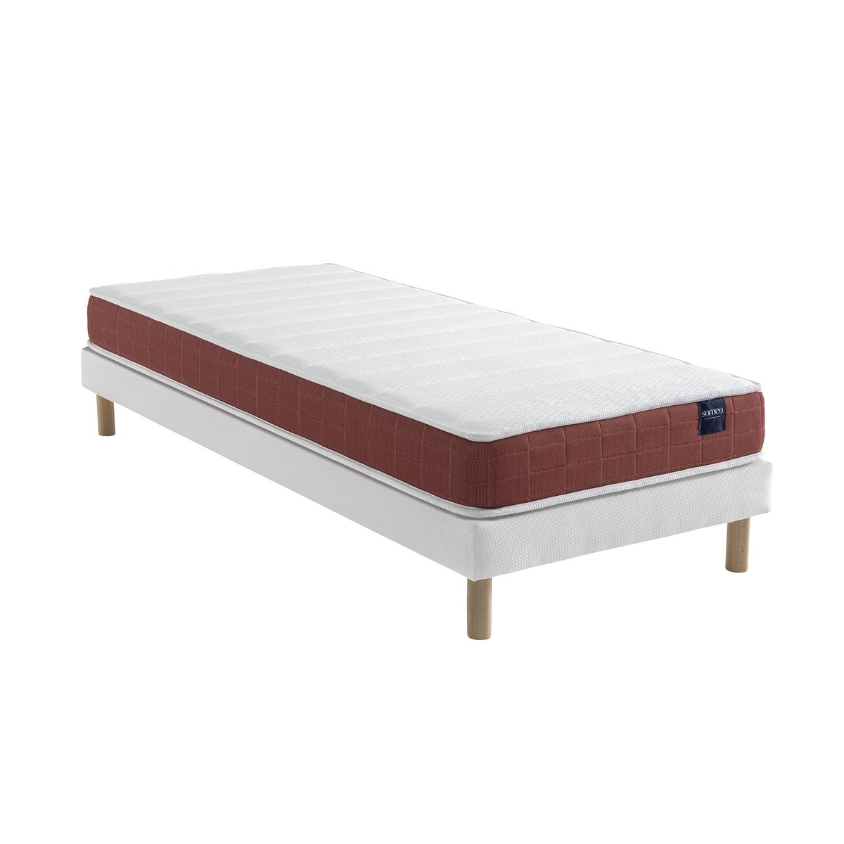 Ensemble matelas couchage latex, sommier Lune et pieds Crépuscule 400 blanc, SOMEO