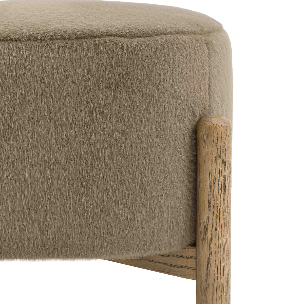 Tristan Faux Fur Footstool khaki, ÉDITÉ