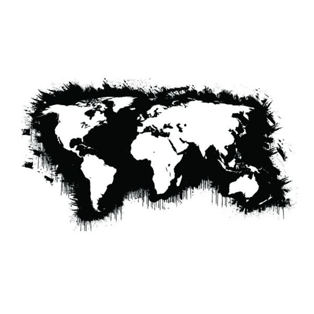 Papier peint intissé panoramique Carte du monde White continents, black oceans... noir, EDEN