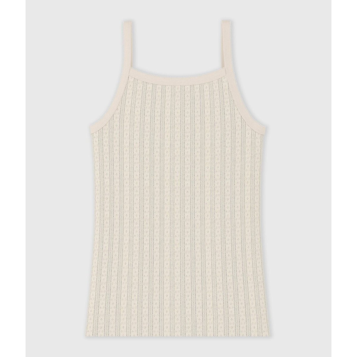 Débardeur à bretelles en coton ecru, PETIT BATEAU