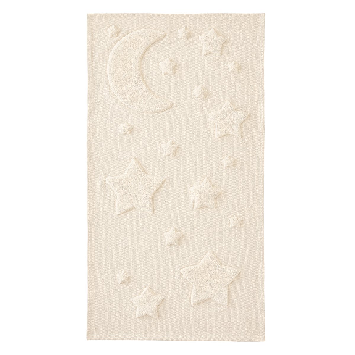 Tapis rectangle relief lune et étoiles beige, VERTBAUDET