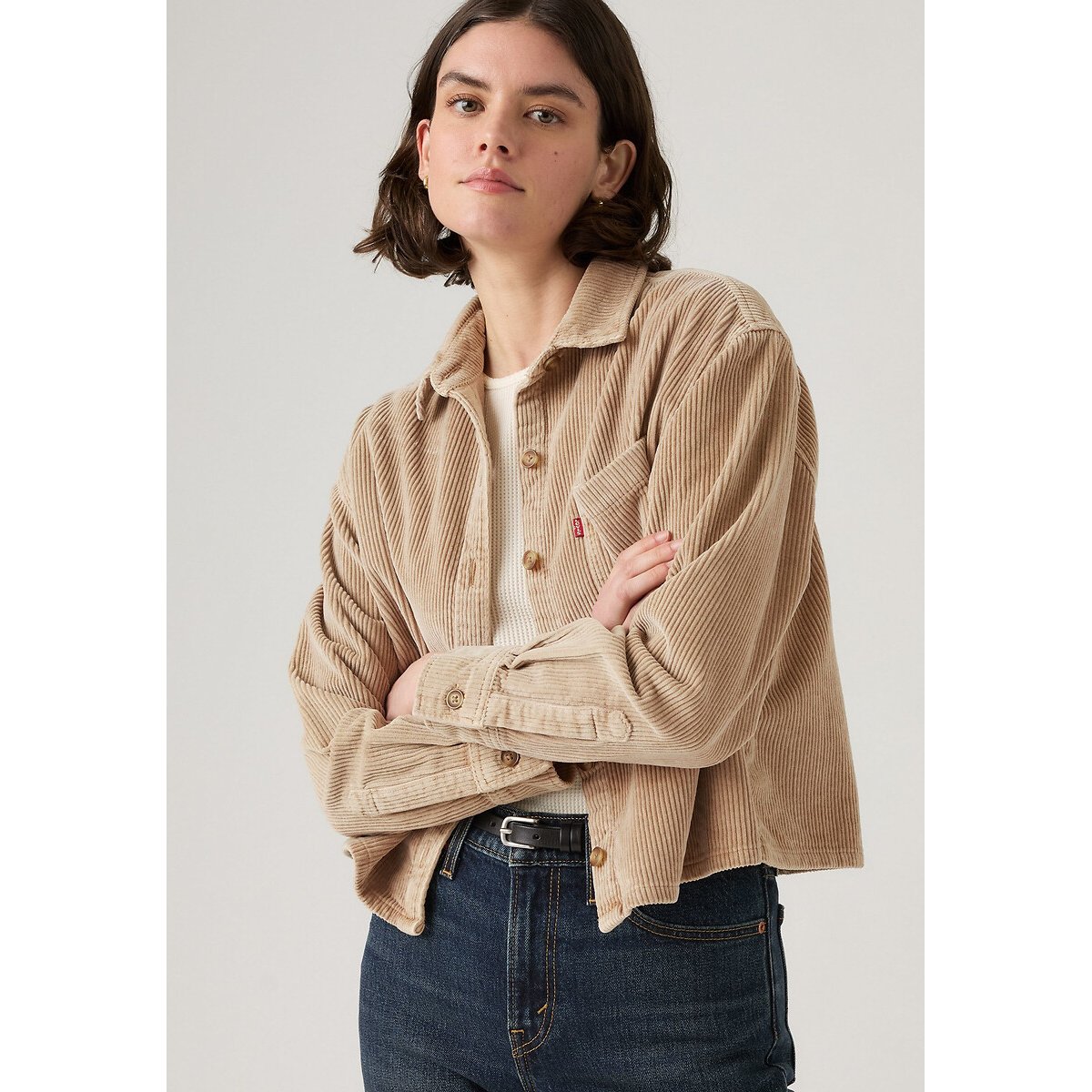 Veste courte col chemise beige, LEVI'S