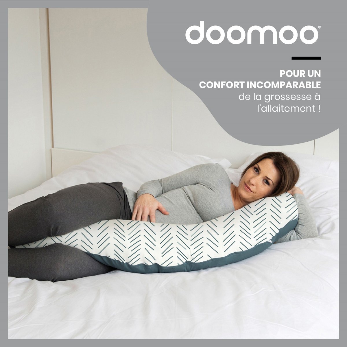 Coussin d'allaitement et de maternité doomoo gris foncé, BABYMOOV