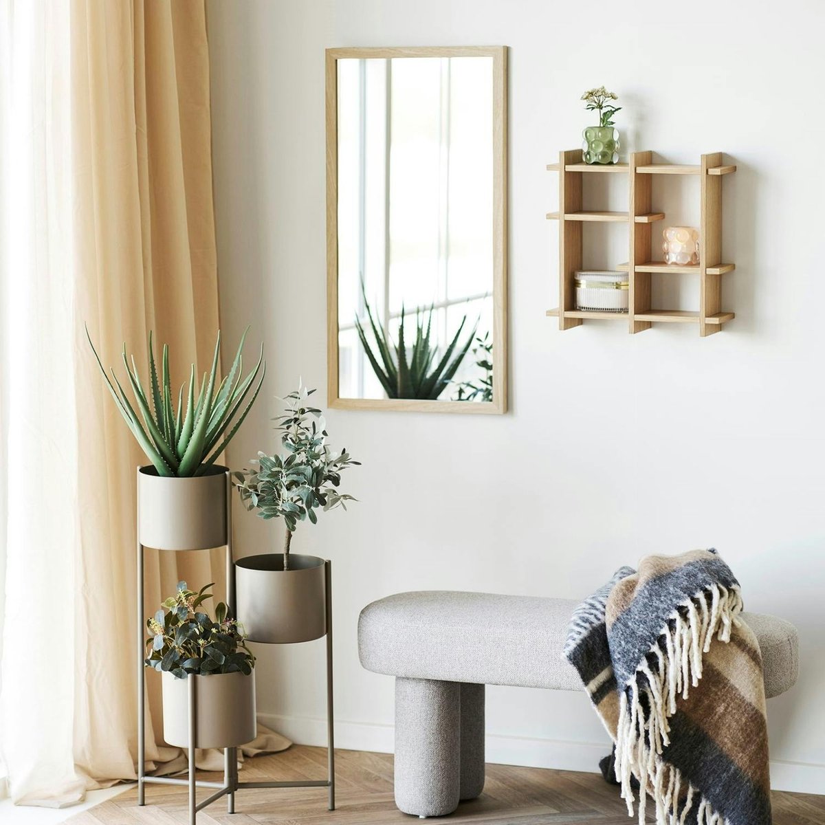 Miroir rectangulaire cadre effet bois clair 75 cm CODY bois naturel, PIER IMPORT