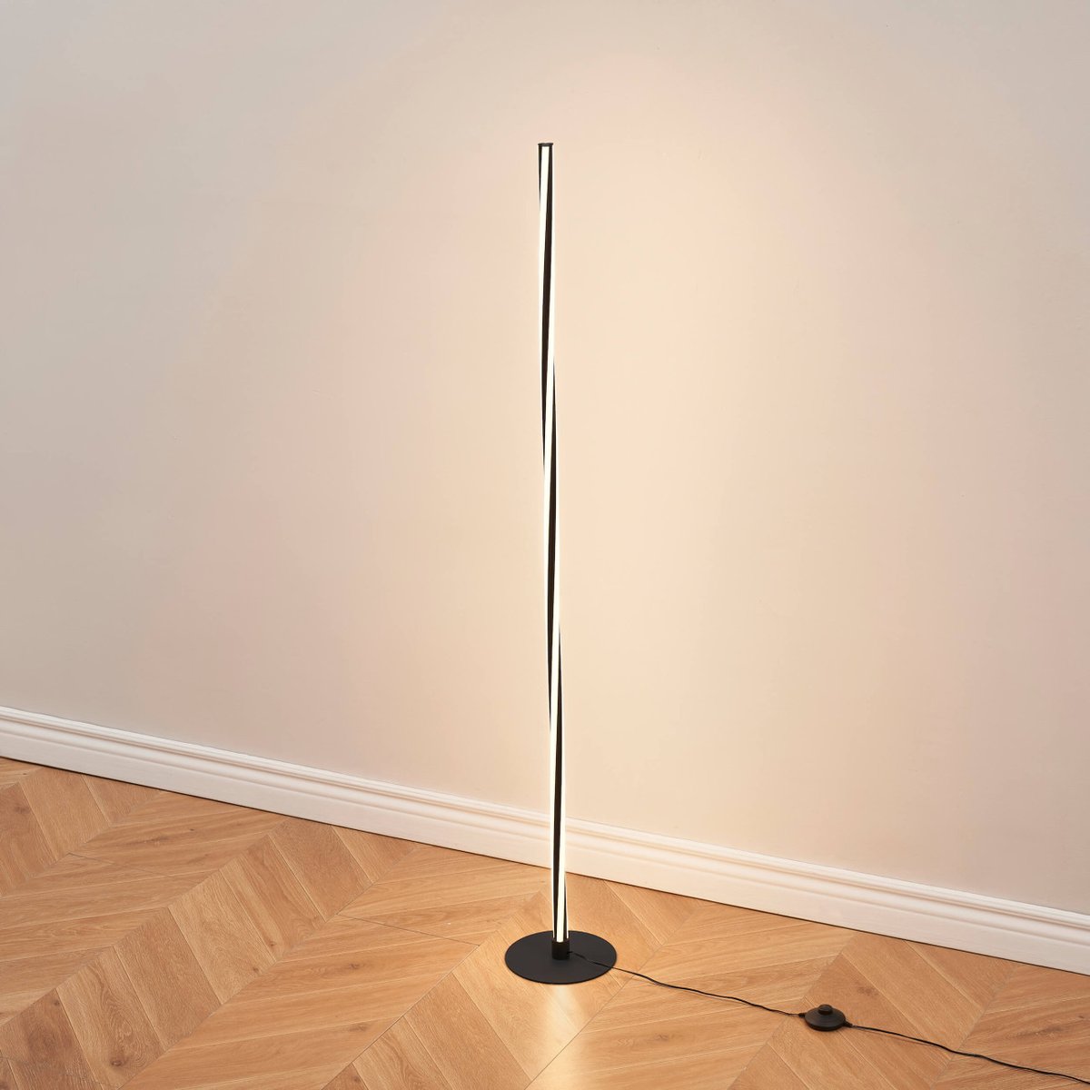 Lampadaire torsadé avec variateur - TELVO noir, KOSILUM