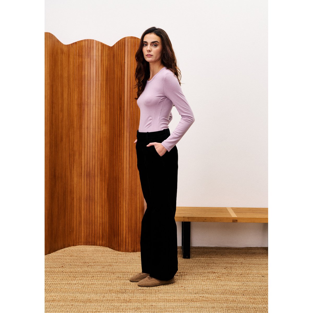 Pantalon en coton JONQUILLE noir, FRNCH