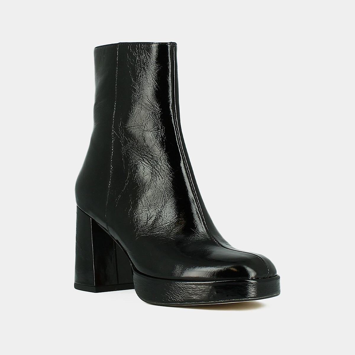 Boots Voris cuir brillant noir verni, JONAK