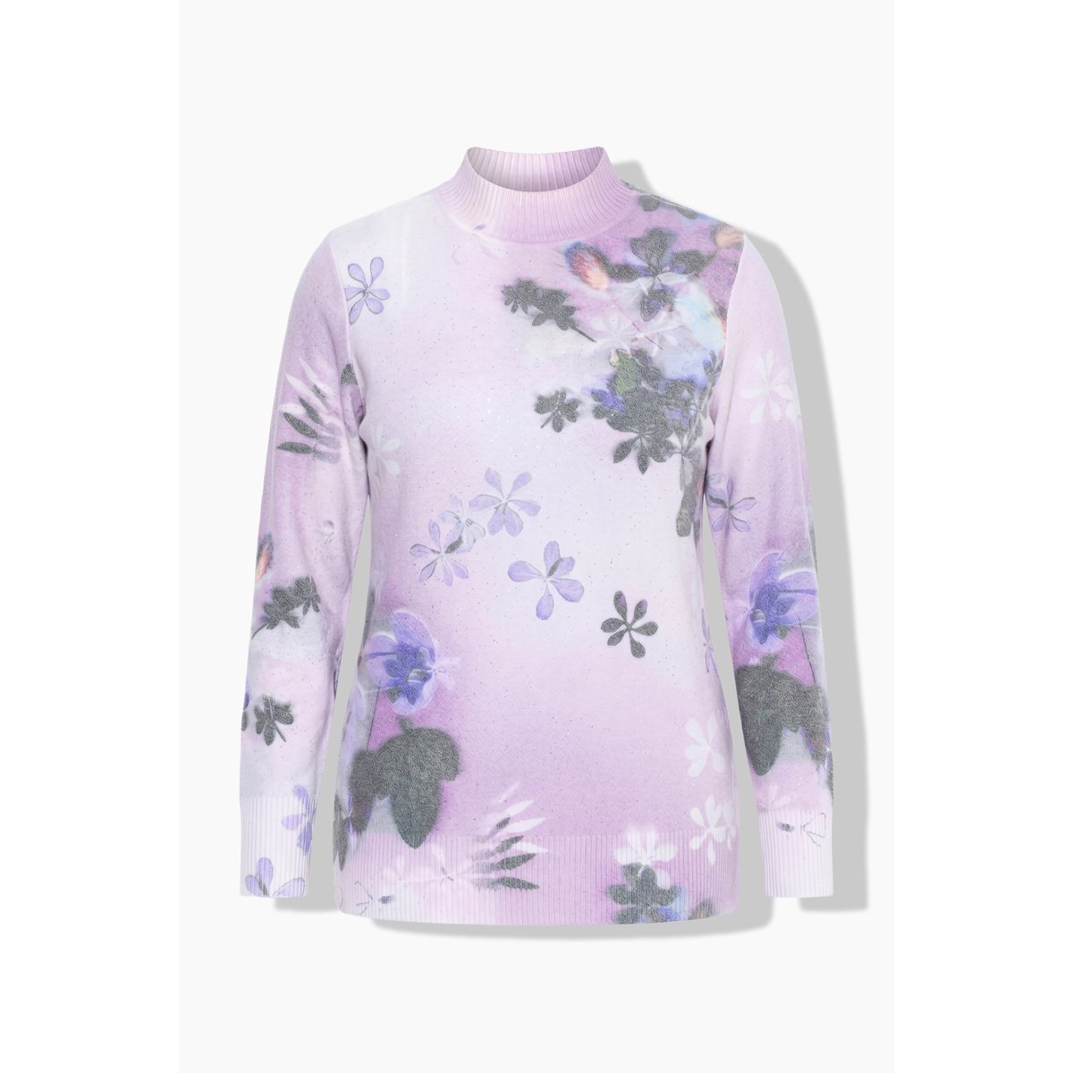 Pull col montant et manches longues lilas clair, ULLA POPKEN