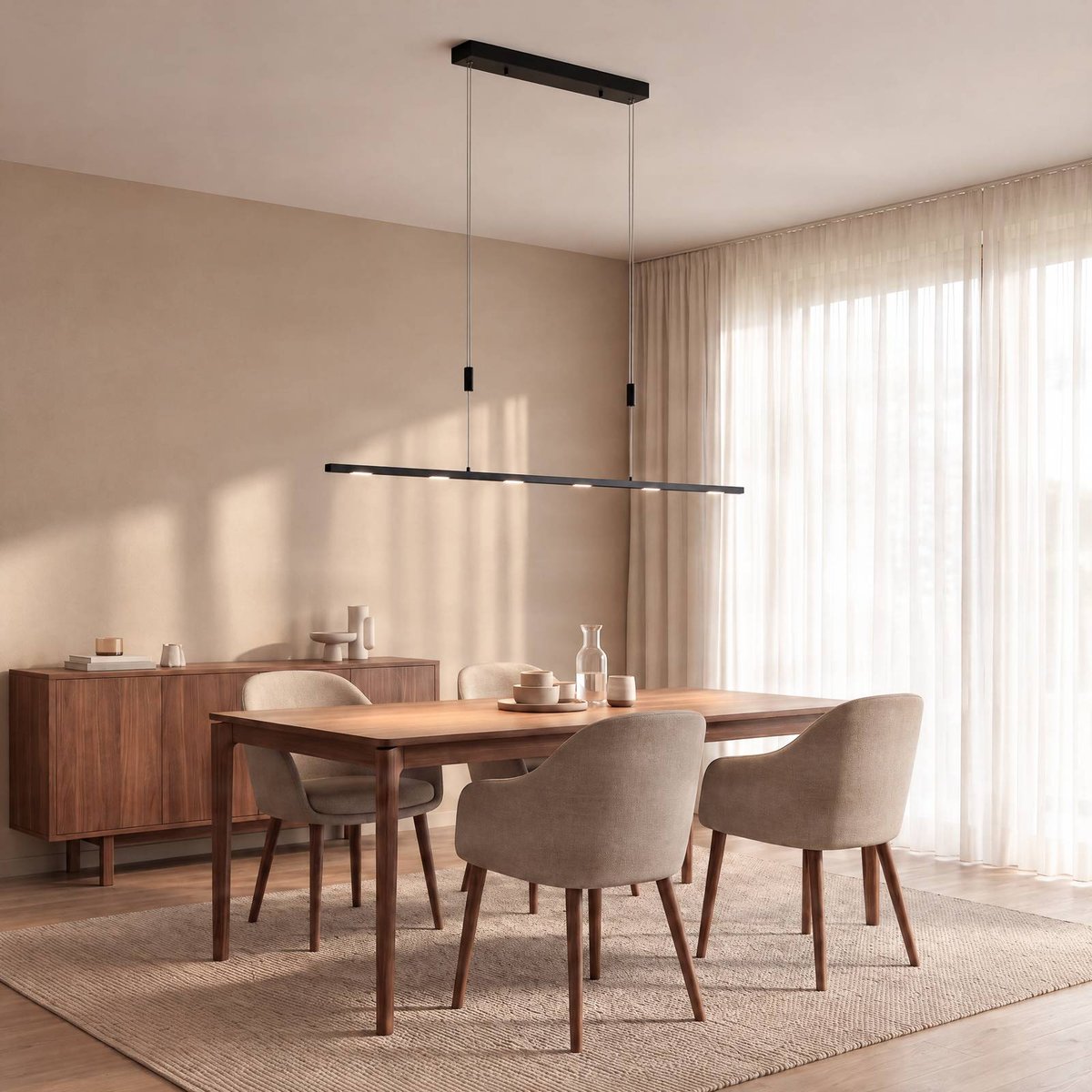 Suspension en métal moderneLED, Stakato noir mat, LUCANDE