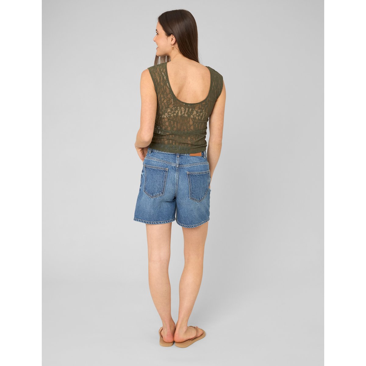 Top en dentelle vert kaki, BZB