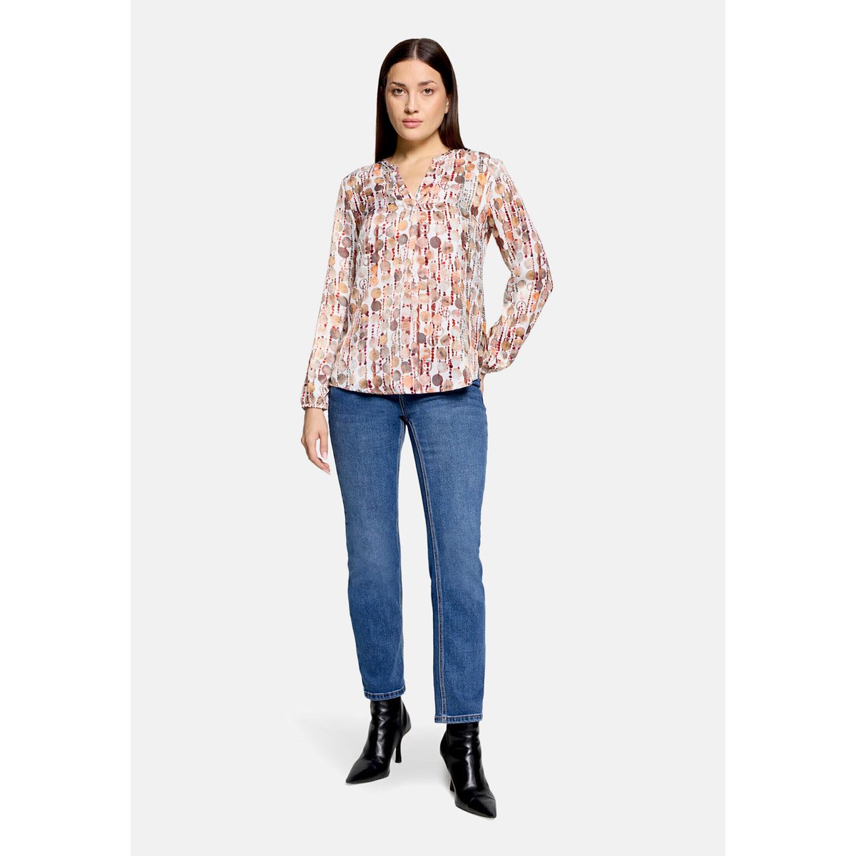 T-shirt façon blouse à motifs brown/red, CARTOON