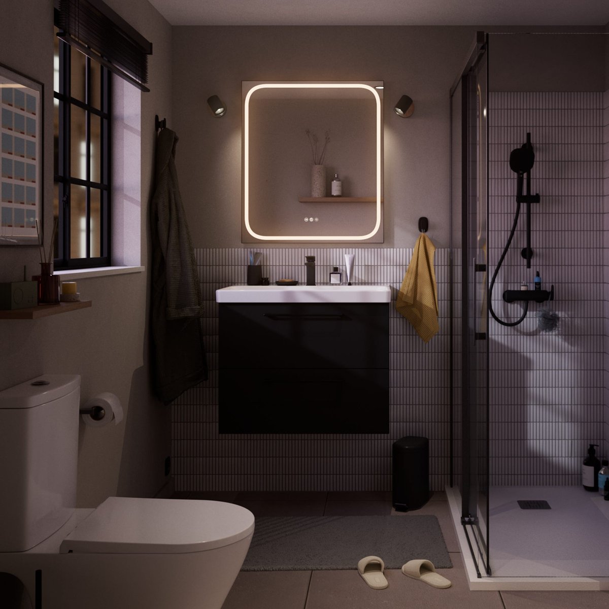 Lot de 2 miroirs lumineux LED anti-buée, REMIX noir, SENSEA