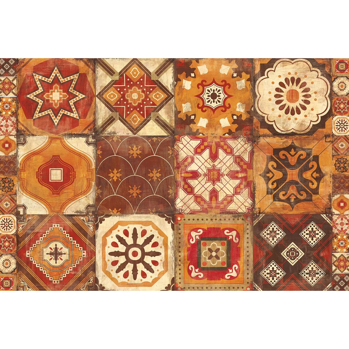 Tableau cuisine vintage tuiles marocaines épices toile imprimée, HEXOA