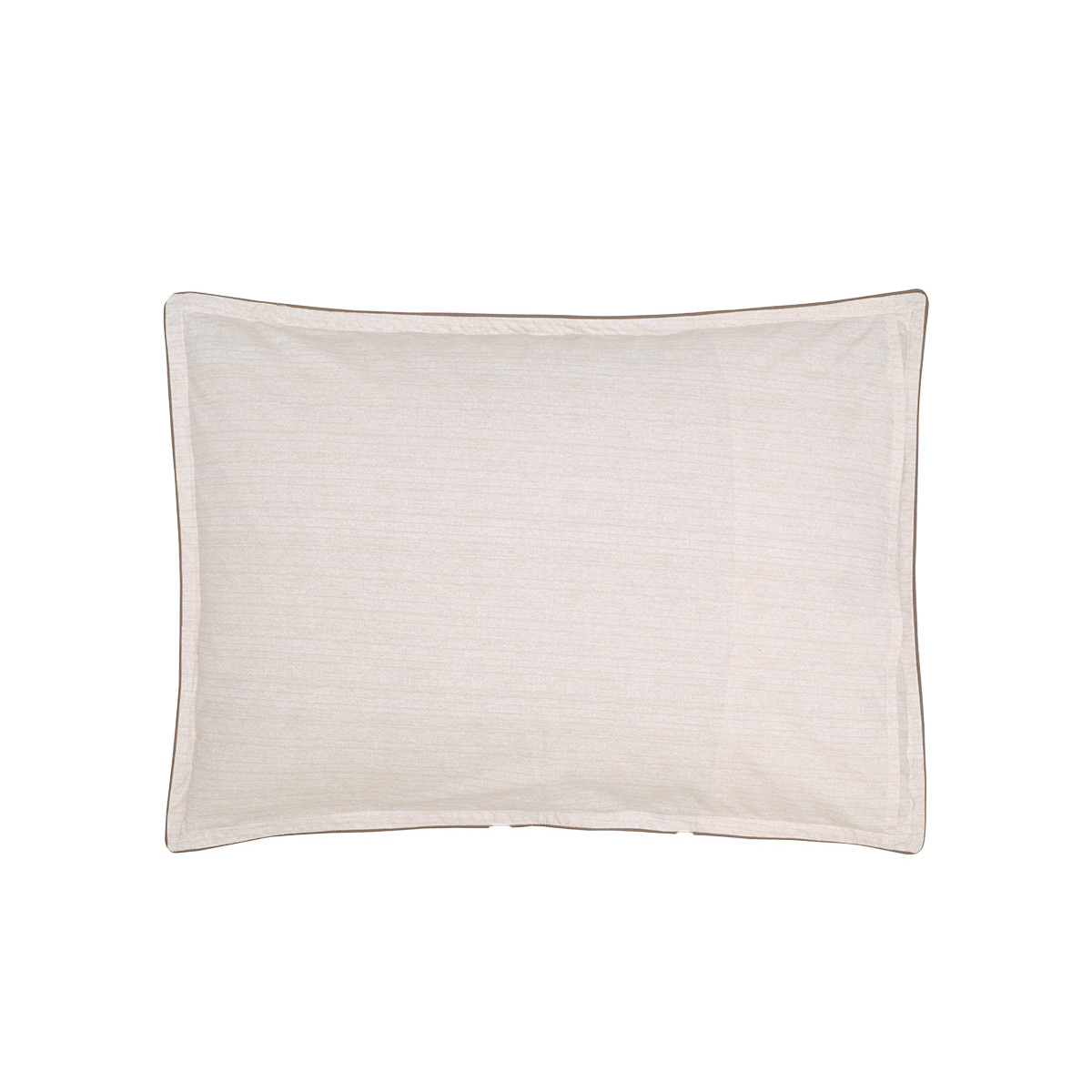 Lot de 2 taies d'oreillers en percale de coton finition passepoil YAKOUBA ficelle, SENSEI MAISON