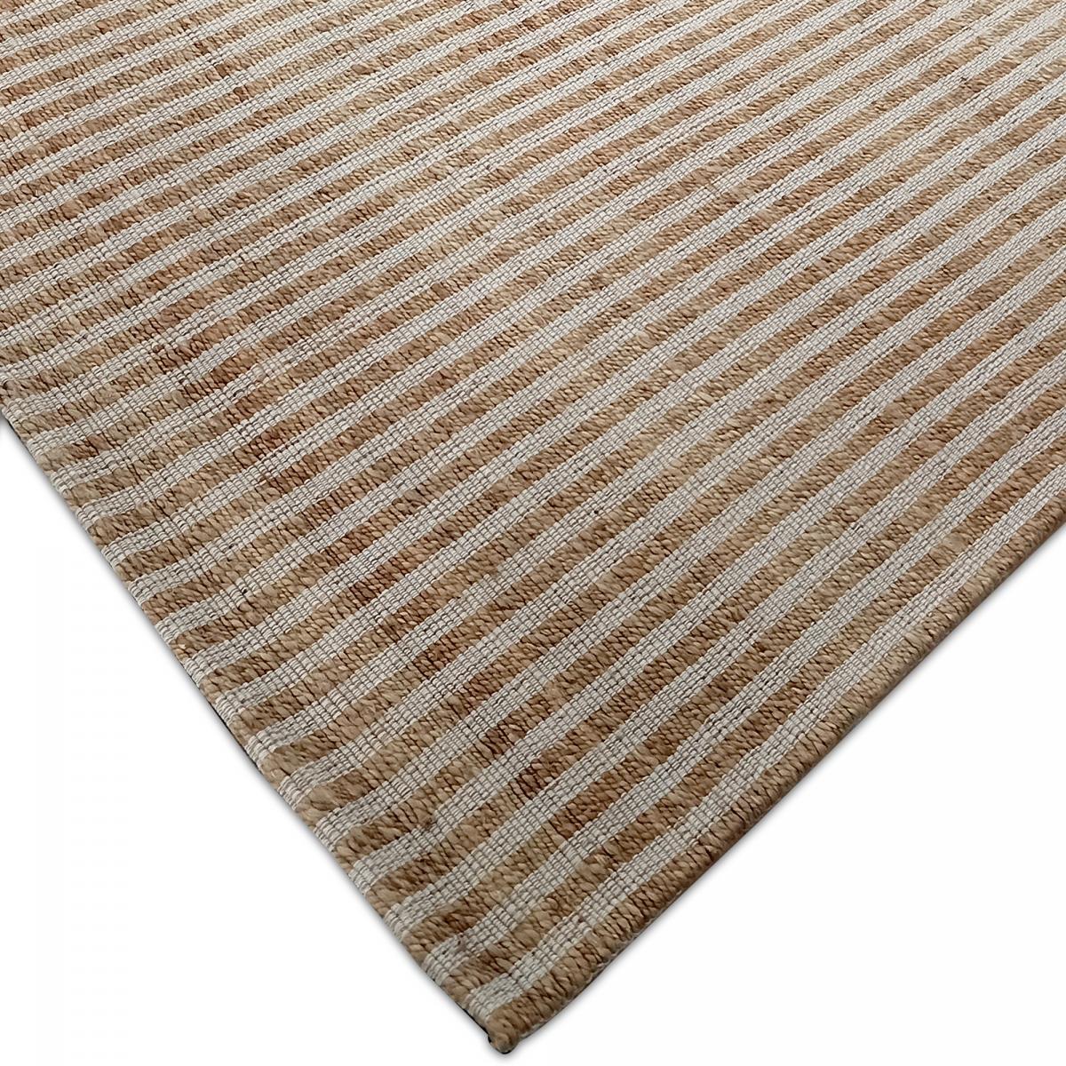 Tapis jute fait main motif faux uni VERTYJUTE beige, blanc, UN AMOUR DE TAPIS