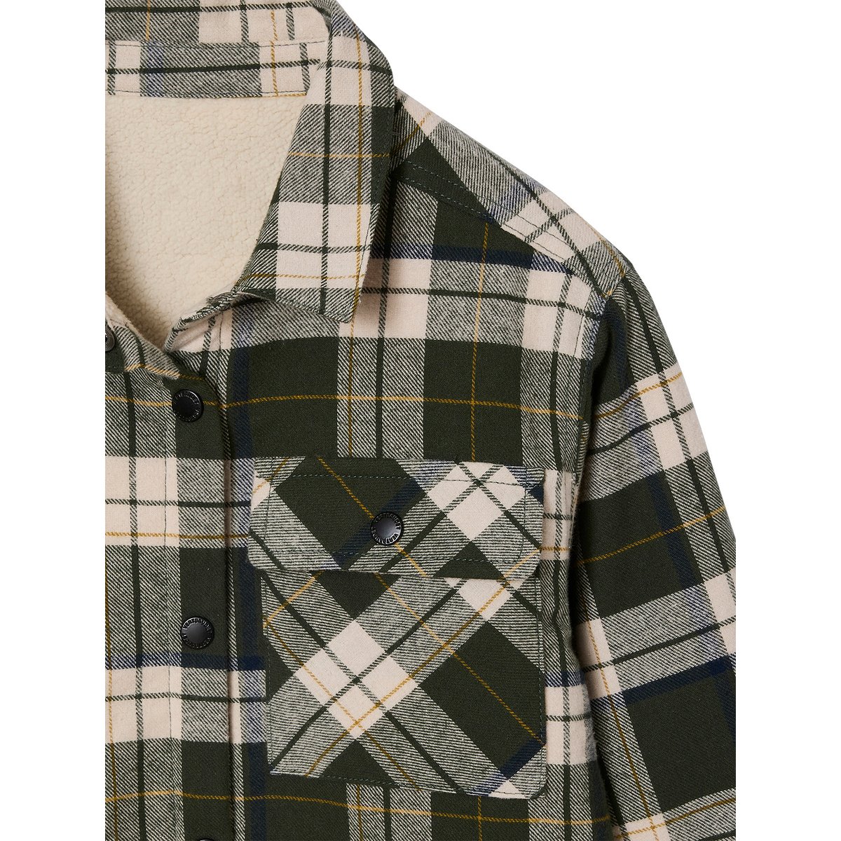 Chemise flanelle carreaux GA doublée Sherpa carreaux vert, VERTBAUDET