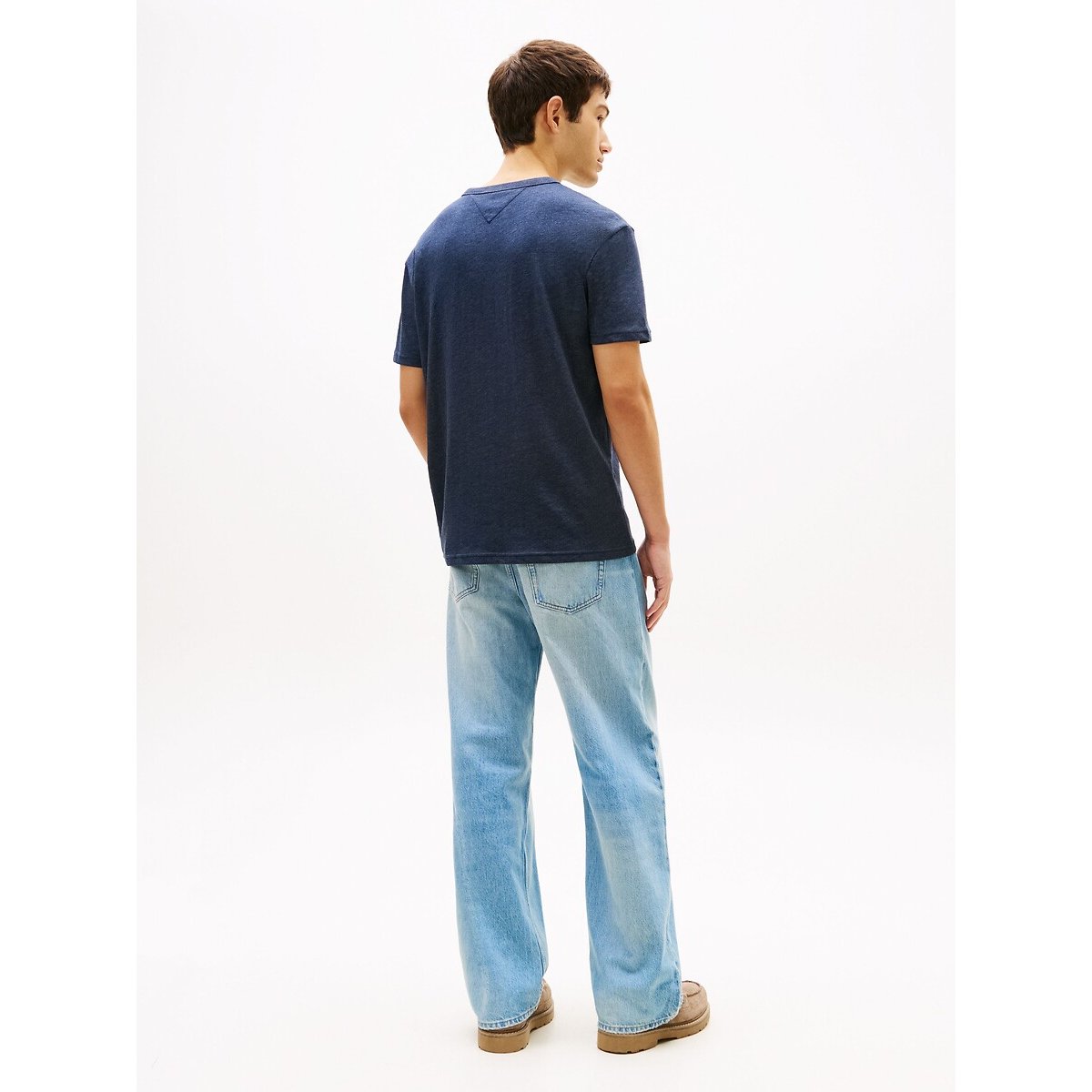 T-shirt a maniche corte con logo della bandiera blu marino, TOMMY JEANS