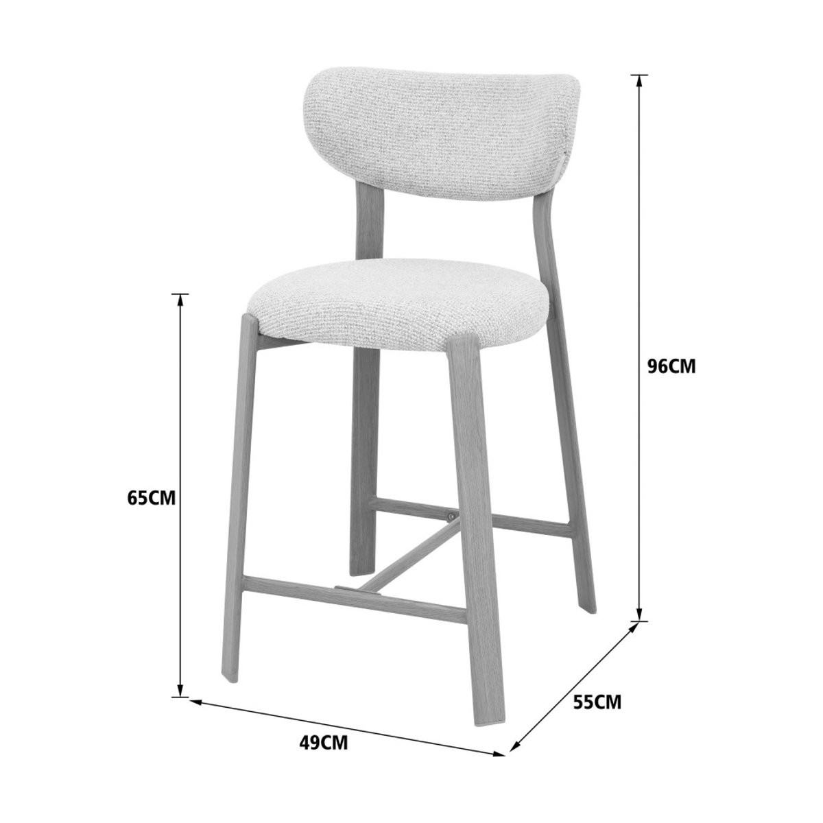 Lot de 2 chaises de bar en tissu piètement effet bois clair H65cm- LUNARA beige chiné, DRAWER
