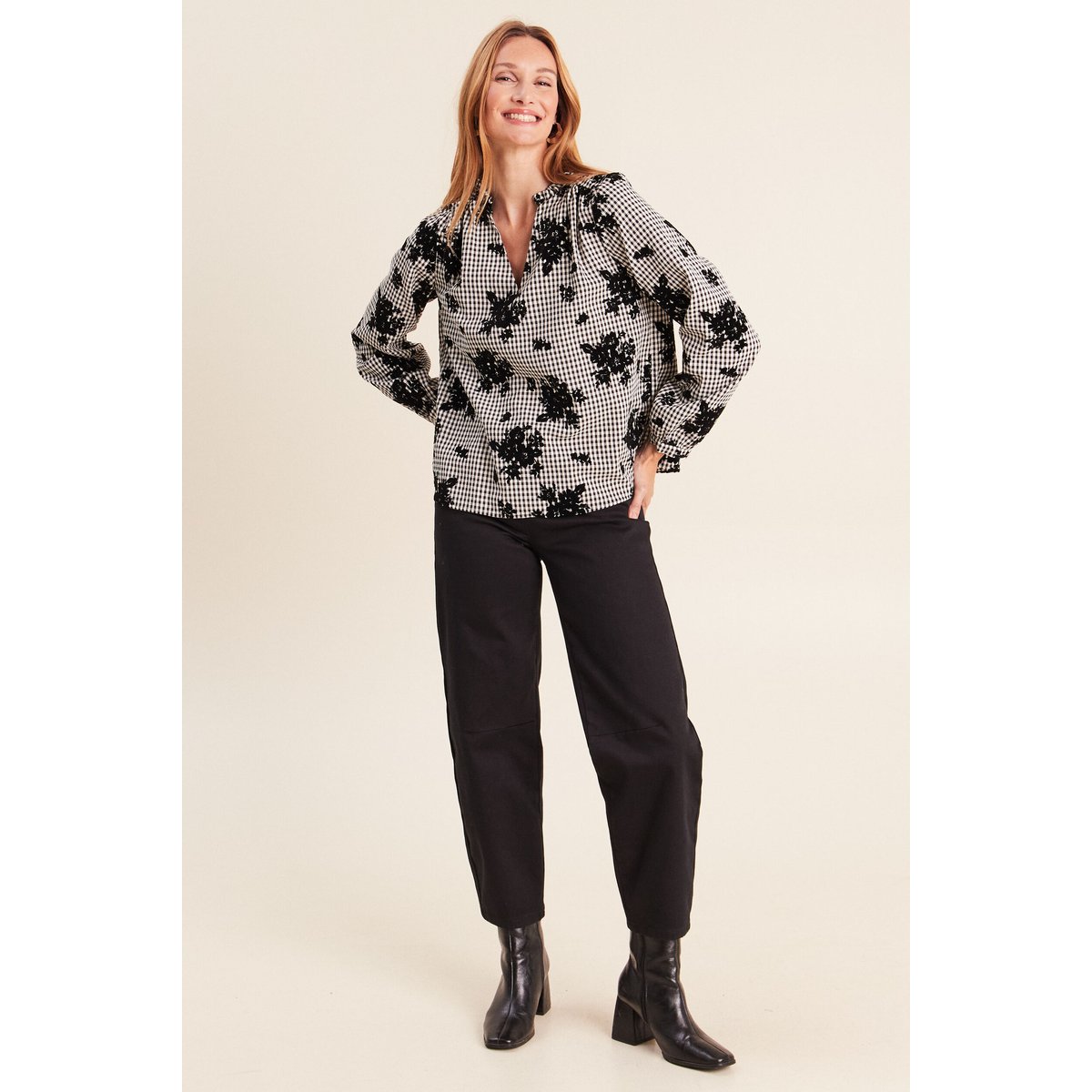 Blouse col v manches longues bleu, BREAL
