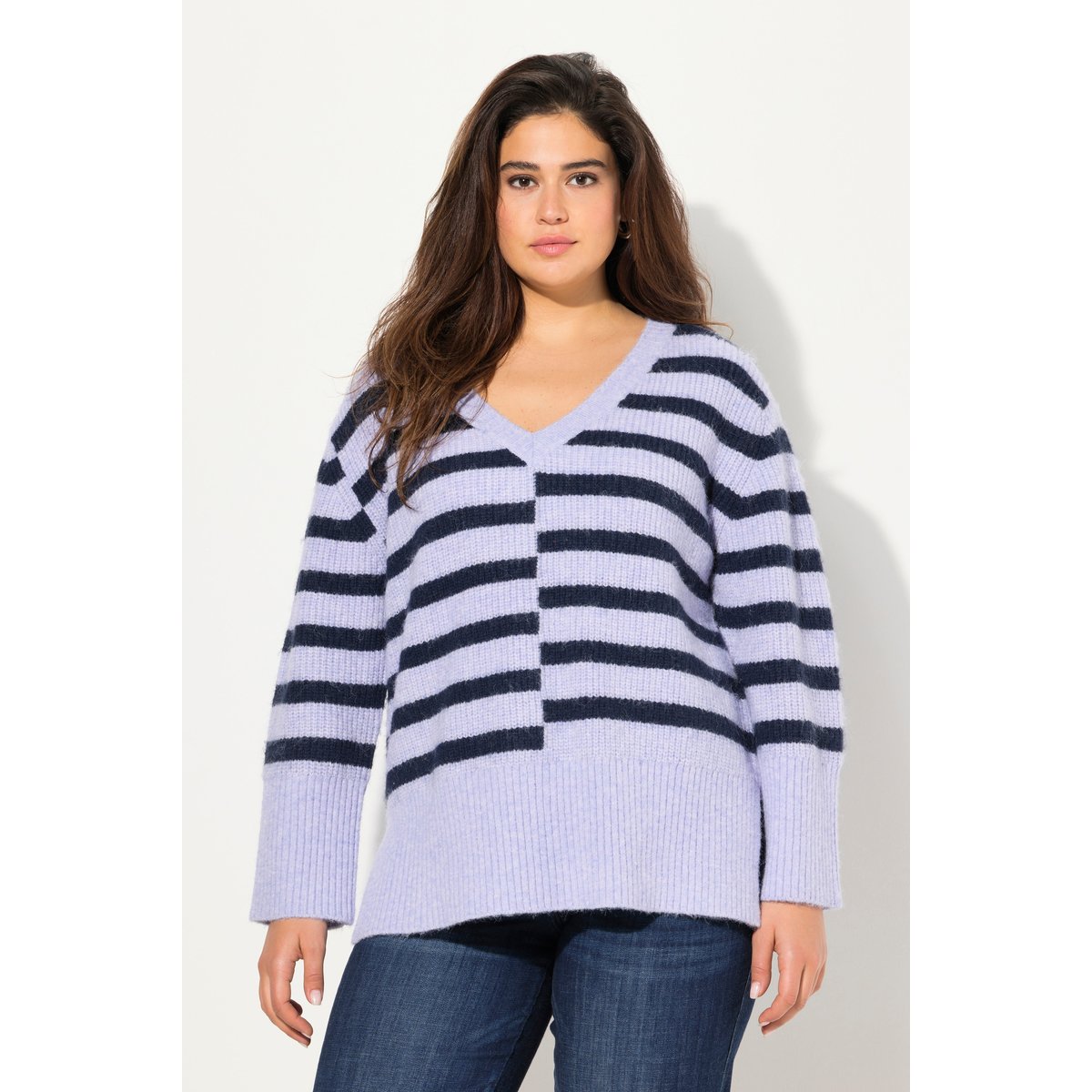 Pull oversize rayé gris bleu, ULLA POPKEN
