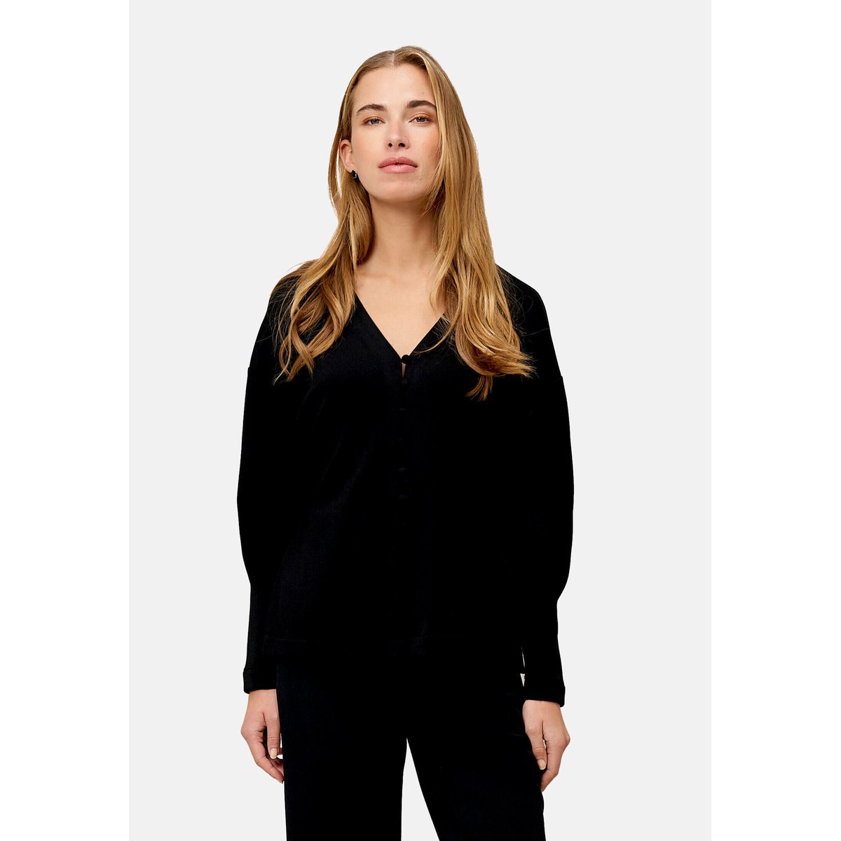 Sweat-shirt à patte de boutonnage black beauty, ZERO