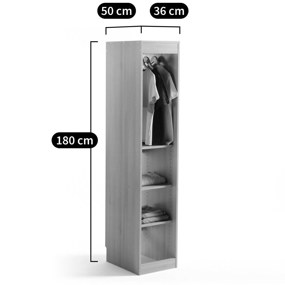 Module dressing, penderie + 3 tablettes, Build blanc, LA REDOUTE INTERIEURS