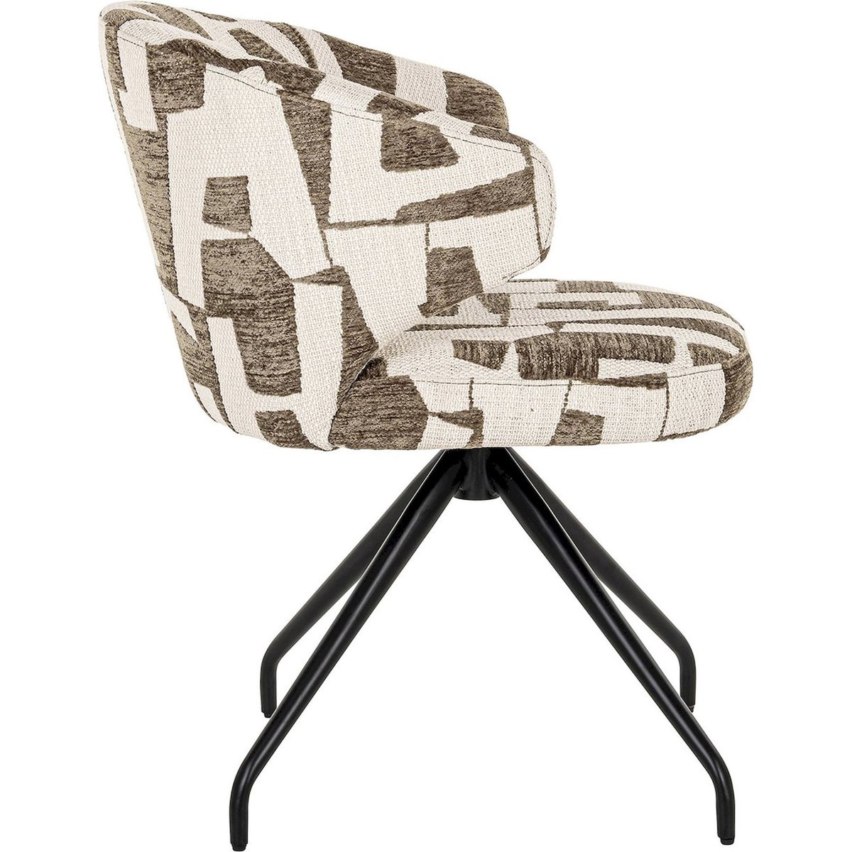Chaise pivotante en tissu beige graphique motif marron mousse, RECOLLECTION