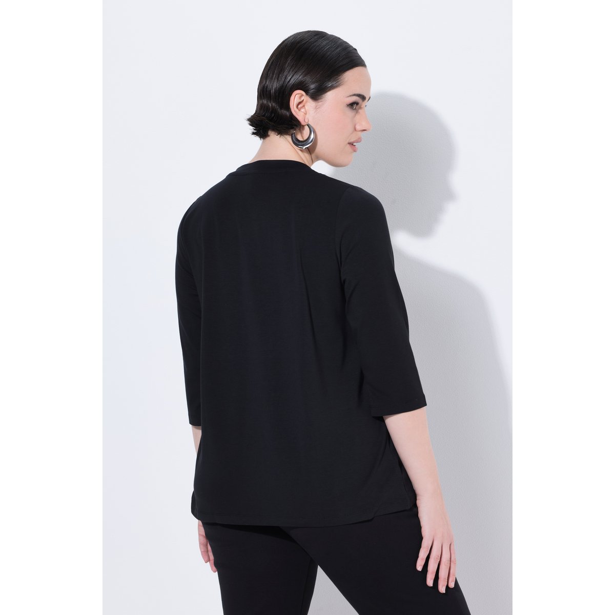 T-shirt avec message imprimé noir, ULLA POPKEN