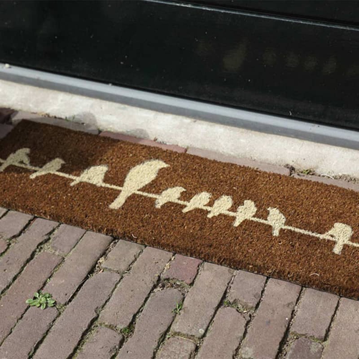 Tapis Oiseaux marron fibres/coco 75 x 25 cm couleur unique, ESSCHERT DESIGN