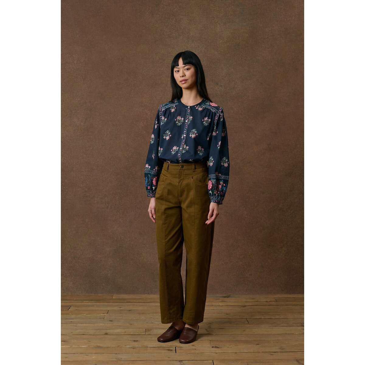 Blouse col rond imprimé floral, JANE marine, LOUISE MISHA