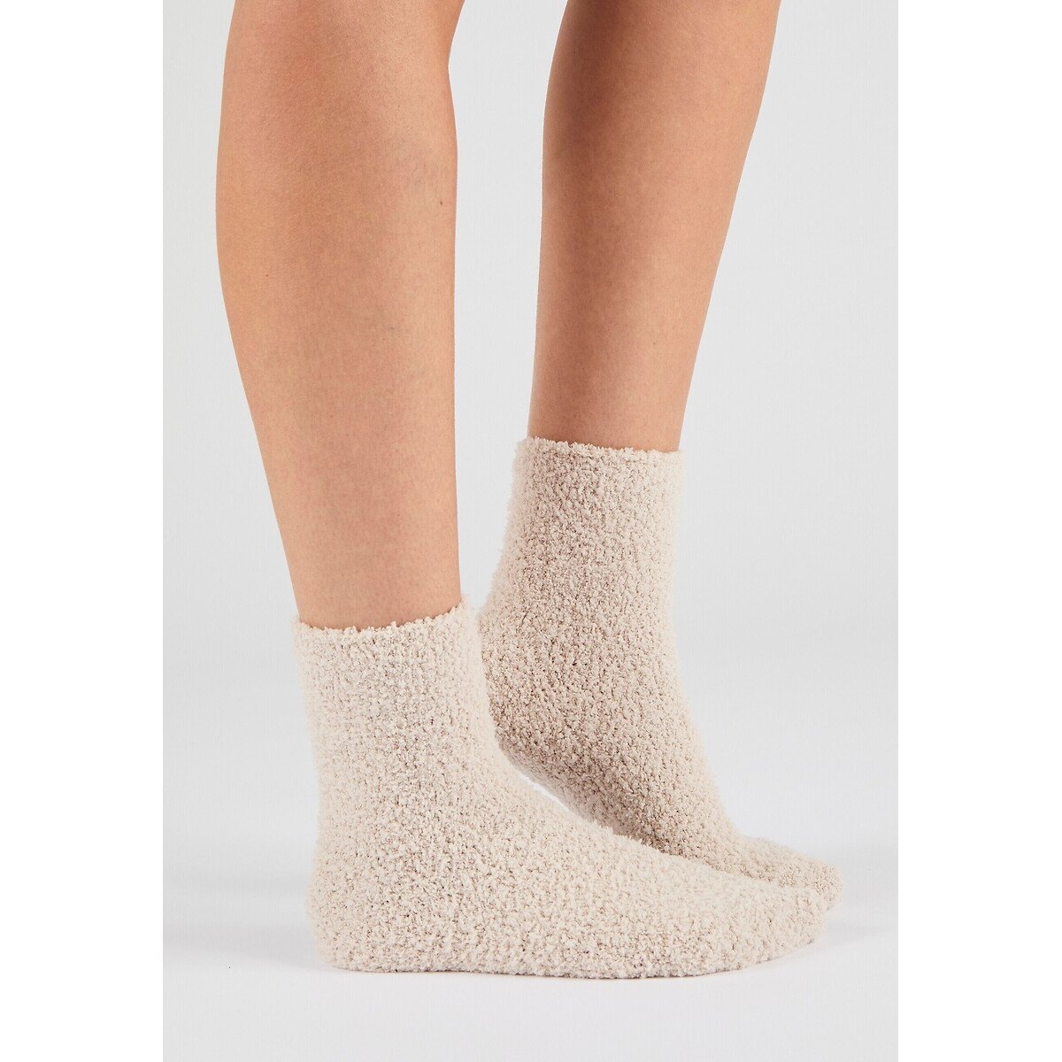 Pair of Thermolactyl Bed Socks striped beige, DAMART