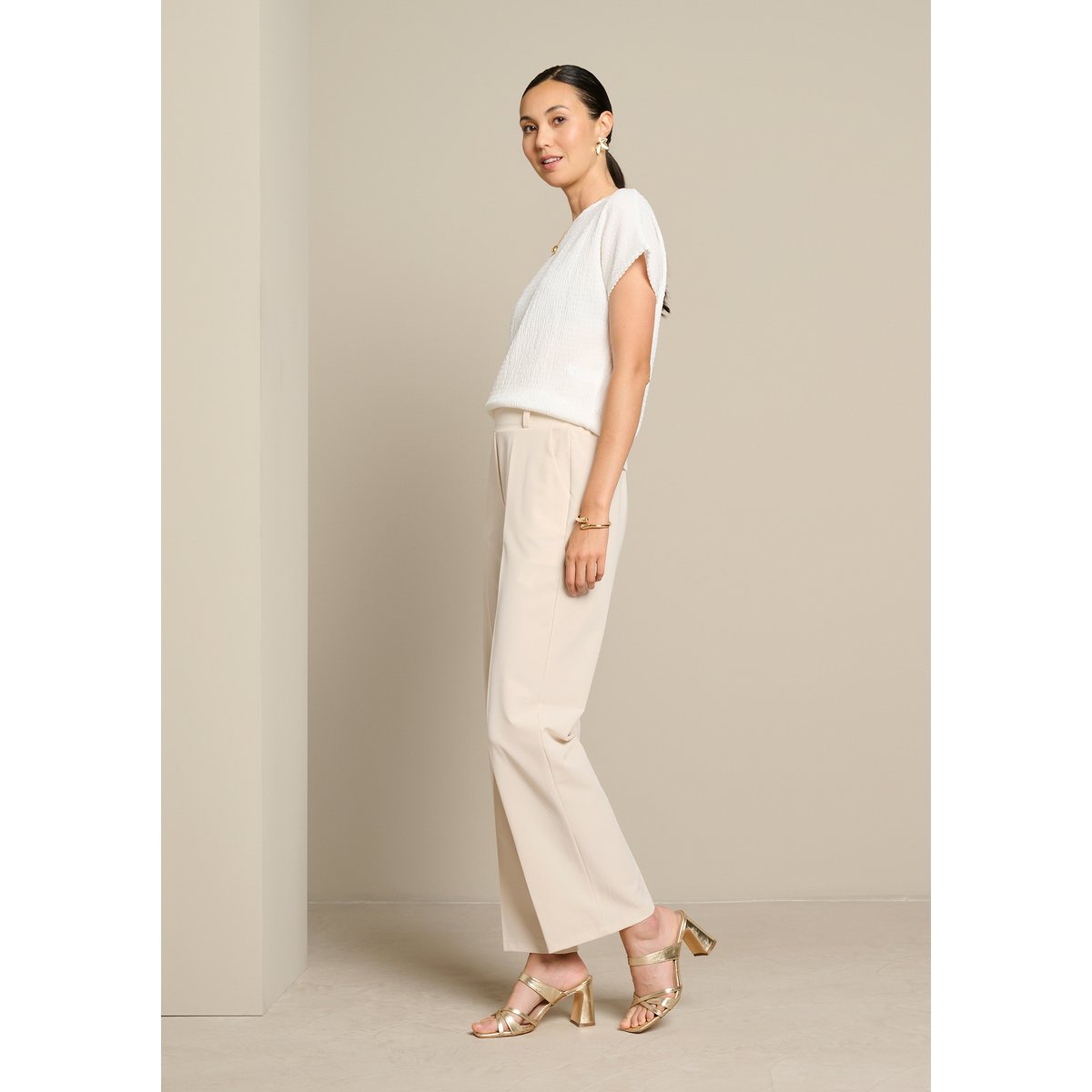 Pantalon droit élégant lt beige, LOLALIZA