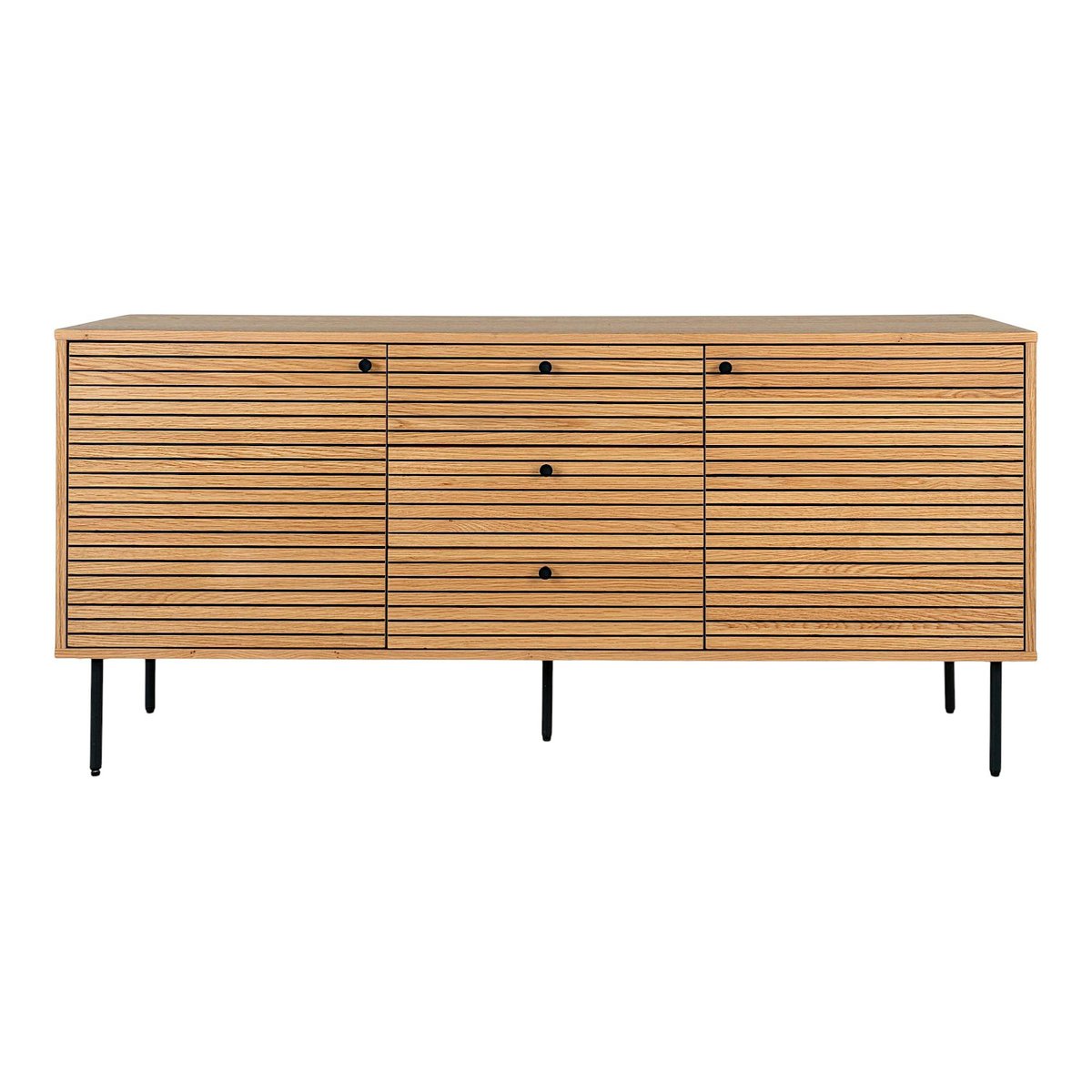 Buffet de salle à manger 2 portes effet rainuré décor clair ASSENS bois naturel, PIER IMPORT