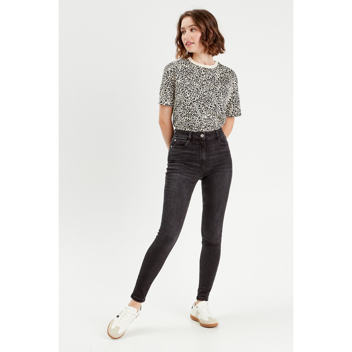 Jeans skinny taille haute denim noir, CACHE CACHE