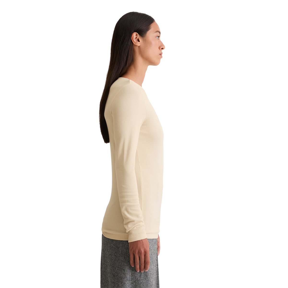 T-shirt long régulier en mélange de TENCEL™ modal et de coton beige, MARC O'POLO