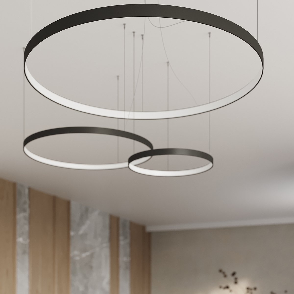 Lustre Aluminium Noir LED 1 Rio noir, EDEN