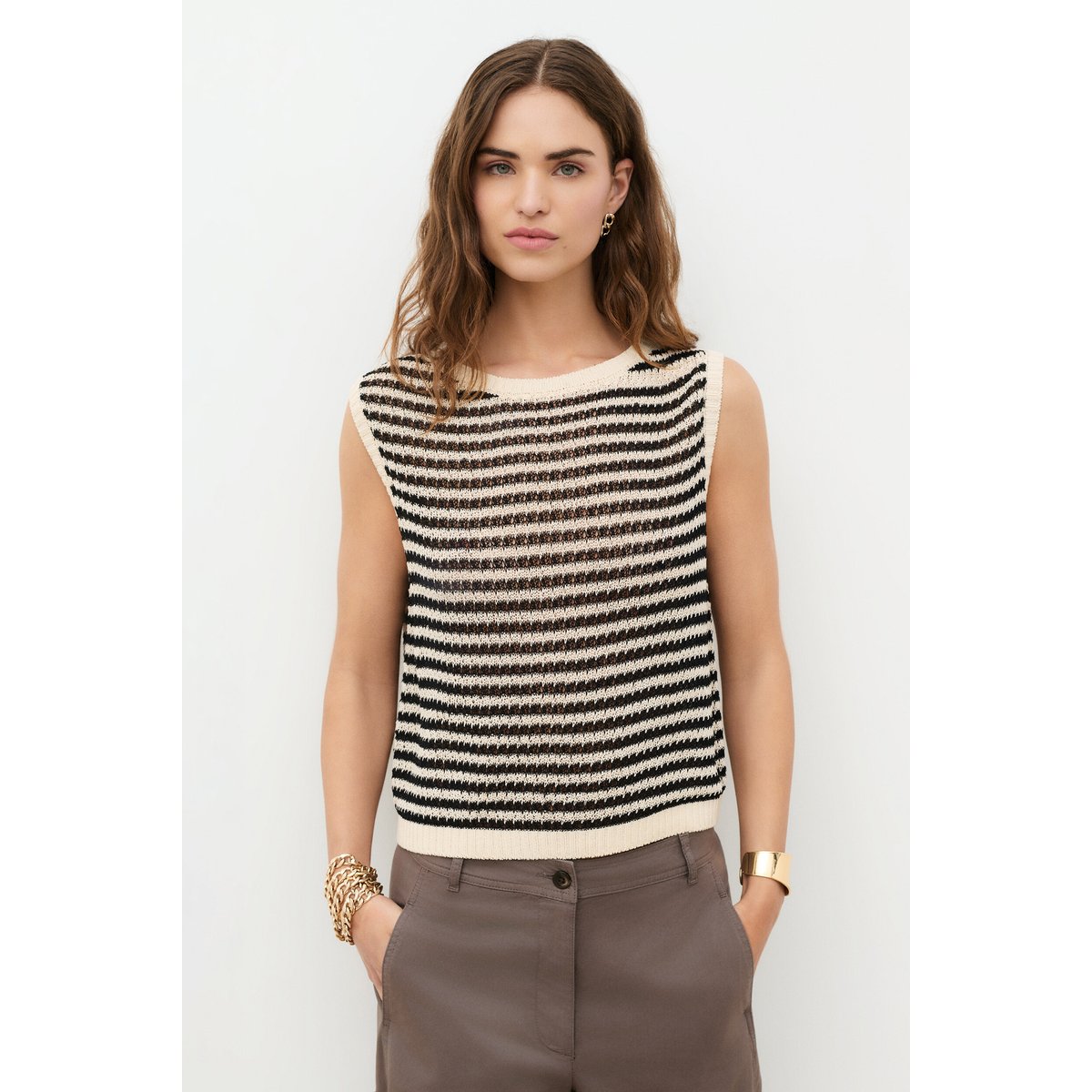 Pull droit col rond PULL MPAQUITA creme, CAROLL