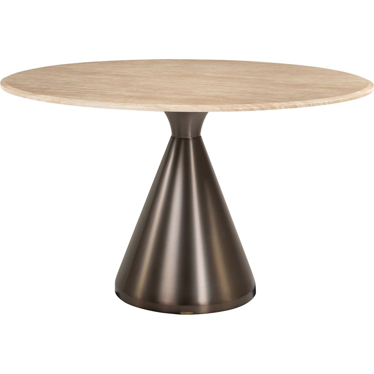 Table ronde effet marbre et acier inoxydable beige marbré pied bronze élégant, RECOLLECTION