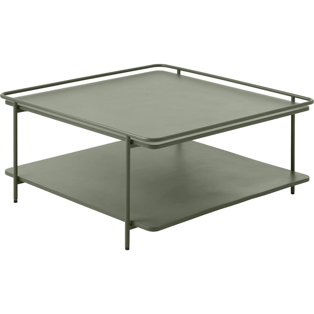 Table basse carrée en métal avec plateau bois foncé, RECOLLECTION
