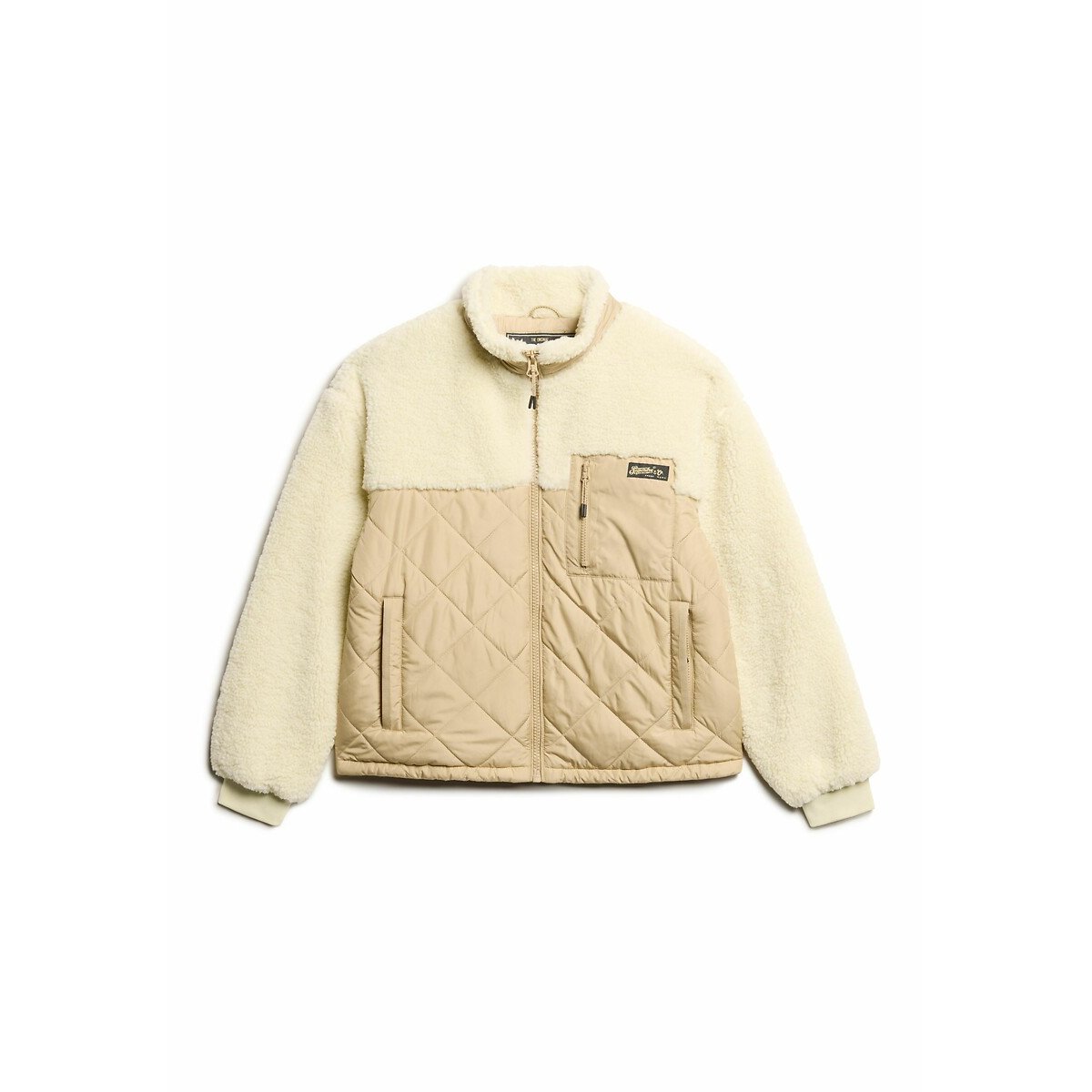 Veste hybride en sherpa Workwear crème, SUPERDRY